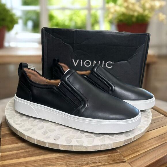 Vionic Kimmie Leather Arch Support Orthotic Slip-On Sneakers Comfort Shoes Women - Picture 3 of 10